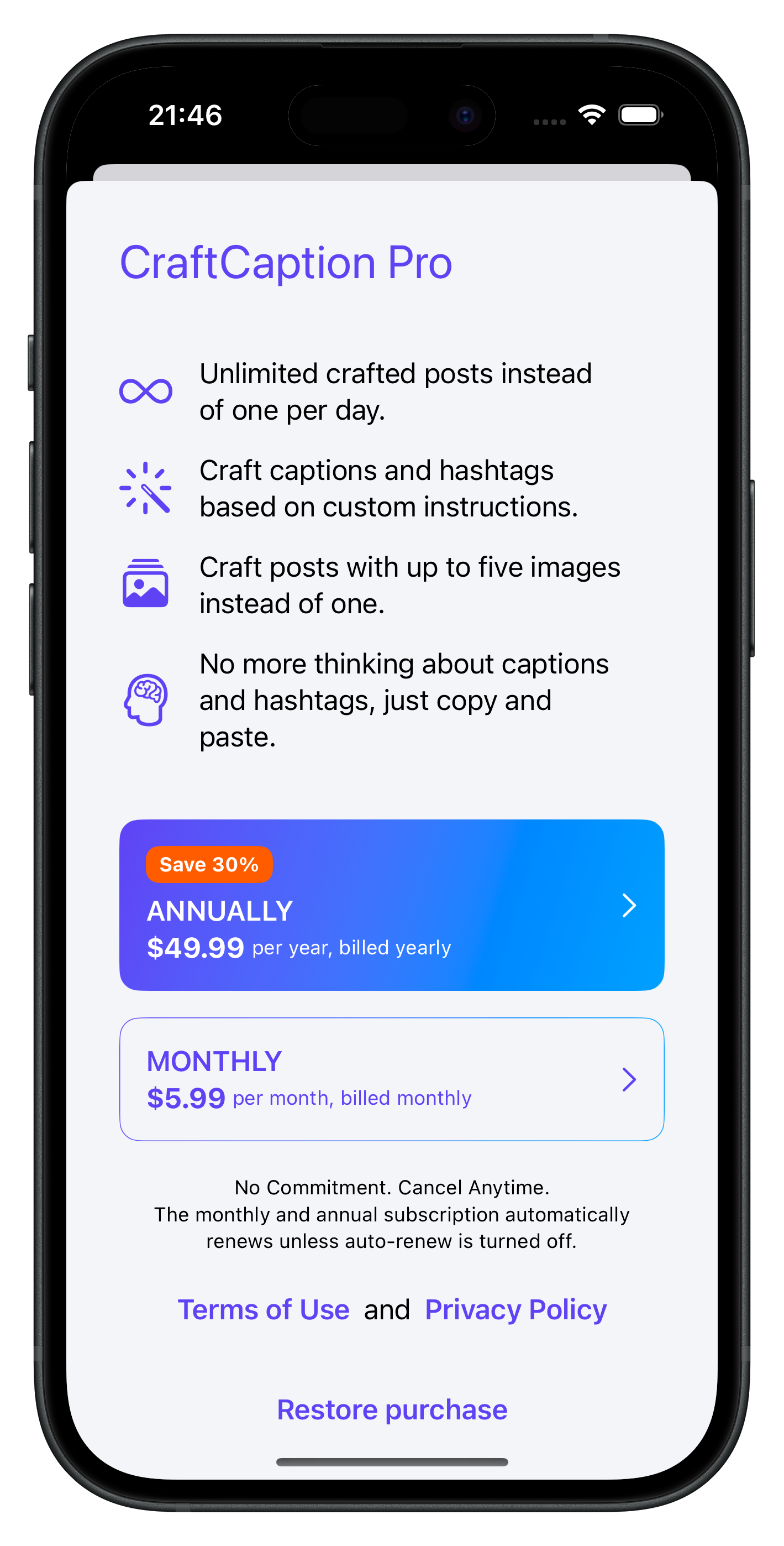 CraftCaption Pro subscription features